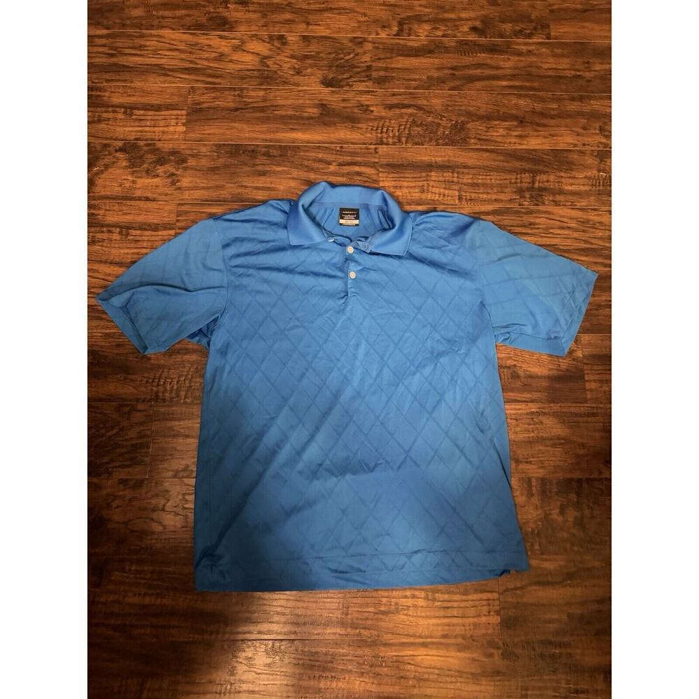 Nike Golf Mens Dri-Fit Polo Shirt Blue 3 Button Short Sleeve Collared Sz:Large